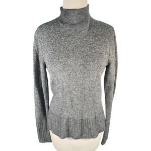 Madewell old money Gray Mock Neck Sweater M Soft Knit Ribbed Hem Pullover